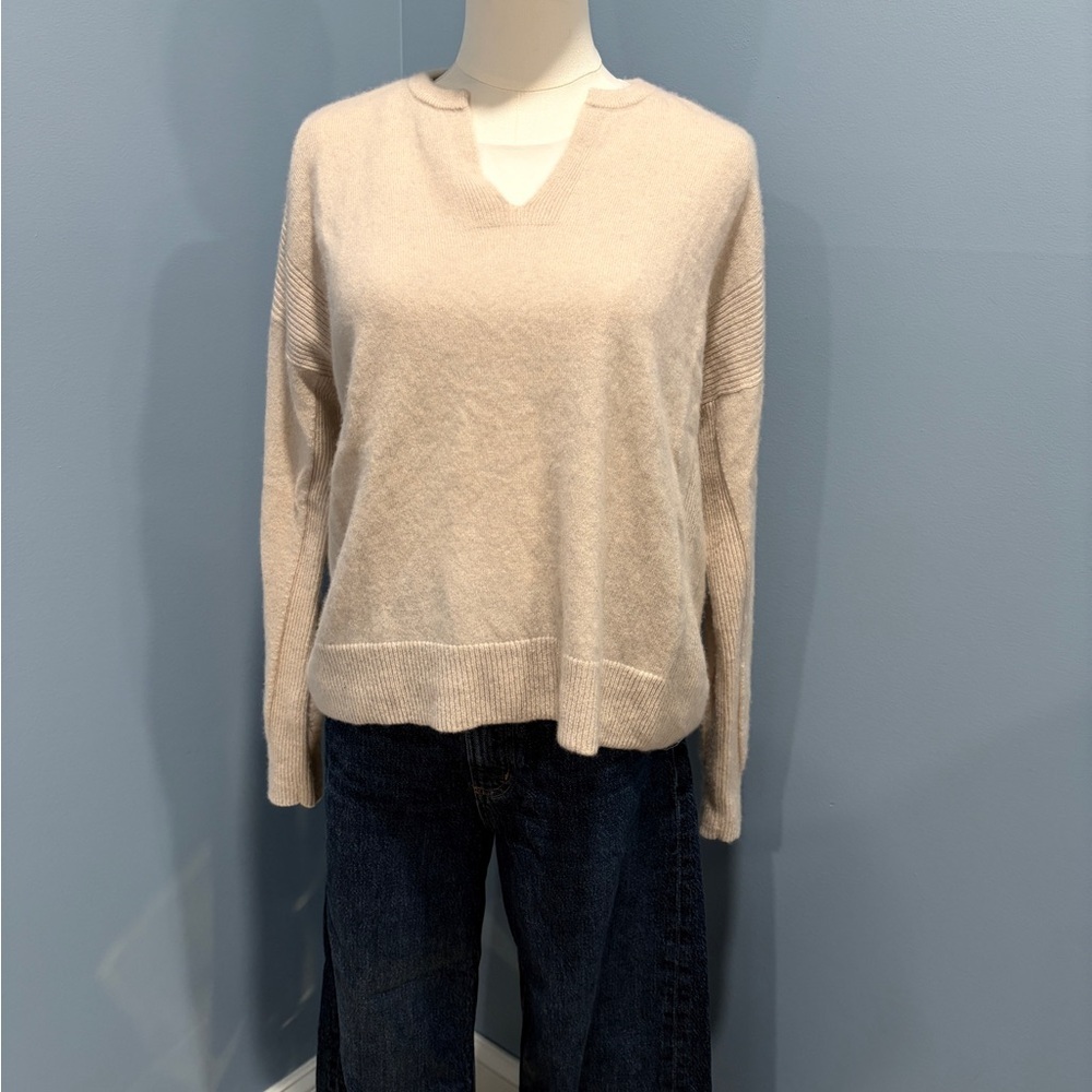 Madewell 100% Cashmere Crewneck Sweater Oatmeal XS Responsible Cashmere - Picture 5 of 6
